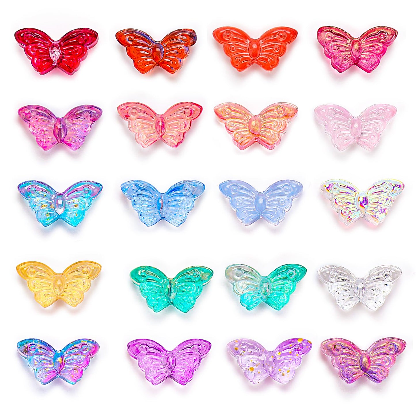 Lusofie 100 Pcs Butterfly Beads Crystal Butterfly Spacer Beads for Bracelet Earring Necklace Jewelry DIY Craft Making