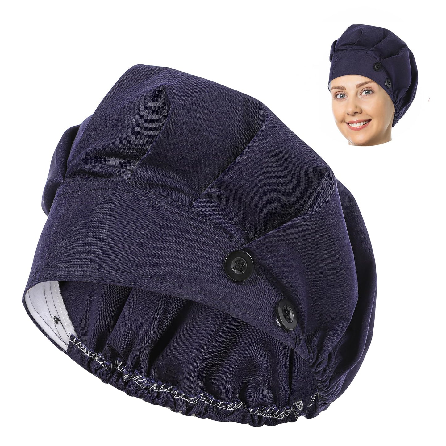 Medical Scrub Caps Women with Button Closure Adjustable Strap Scrub Hats Women Sweat-Proof Nurse Caps for Women Scrub Caps Nurse Hat Surgical Cap for Women Men One Size Medical Cooking Painting, Navy,