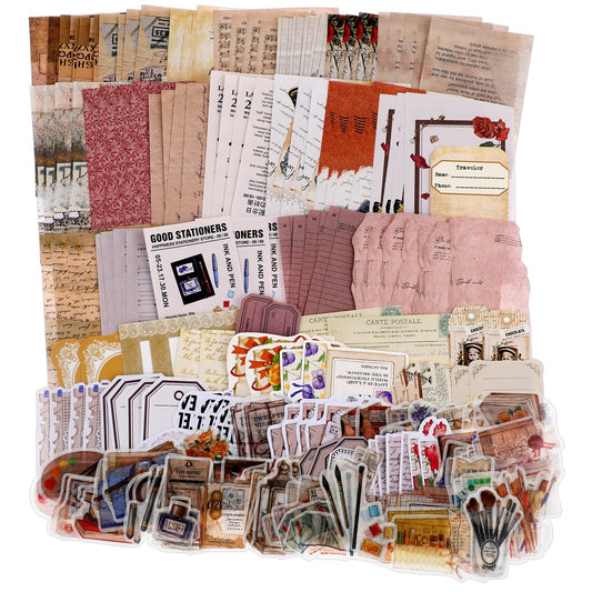 Lusofie 260 Pcs Journal Stickers Scrapbook Stickers Vintage Scrapbook Journal Stickers Scrapbooking Supplies Craft Supplies for Adults Kids(Academy)
