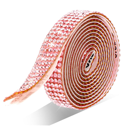 Rhinestone Strips 3 Yard Rhinestone Ribbon Self Adhesive Bling Glitter Rhinestone Trim Diamond Belt Rhinestone Tape Diamond Stickers for Craft Wedding Birthday DIY Clothes Decoration 0.47inch(Pink)