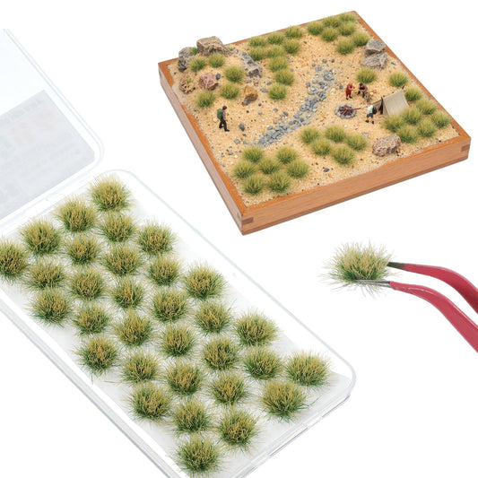 HaiFafafaing 32PCS Tufts Lowland Shrubs Model Miniature Green Bushy Static Grass Bushy Tuft Kit, Model Static Scenery for DIY Craft,Train Landscape Railroad Scenery