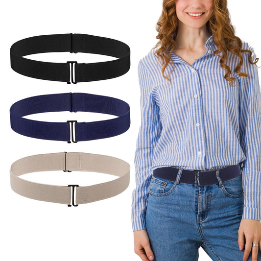 No Show Elastic Stretch Belt 3 Packs,Elastic Womens Belt,Invisible Stretch Belts for Women Men Flat Buckle Strap Belts For Jeans Pants Dresses