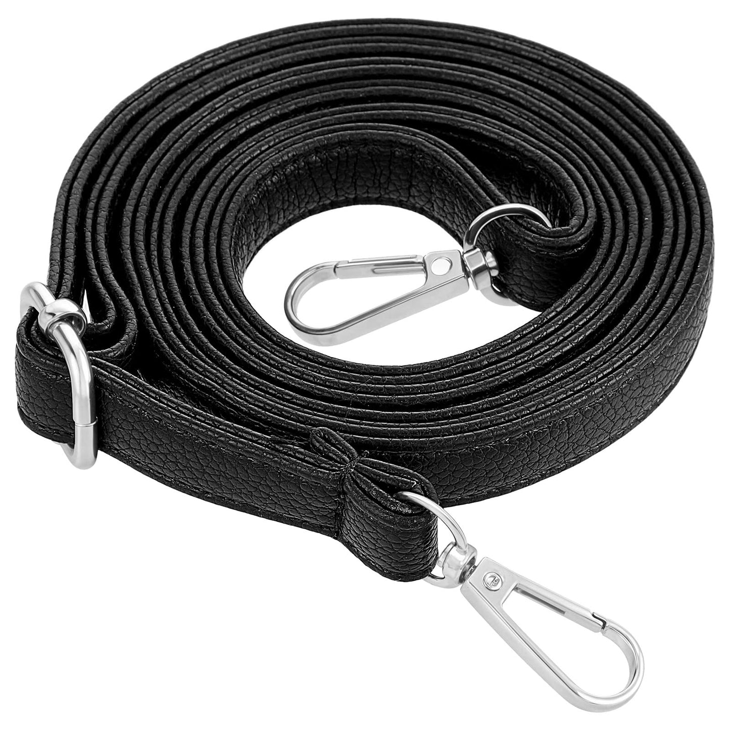 Purse Straps Replacement PU Leather Adjustable Crossbody Straps 0.6 Inch Wide Leather Strap for Bags Handbag with Sliver Metal Hook Crossbody Bag Strap Length 75-135cm/30-53inch(Black)