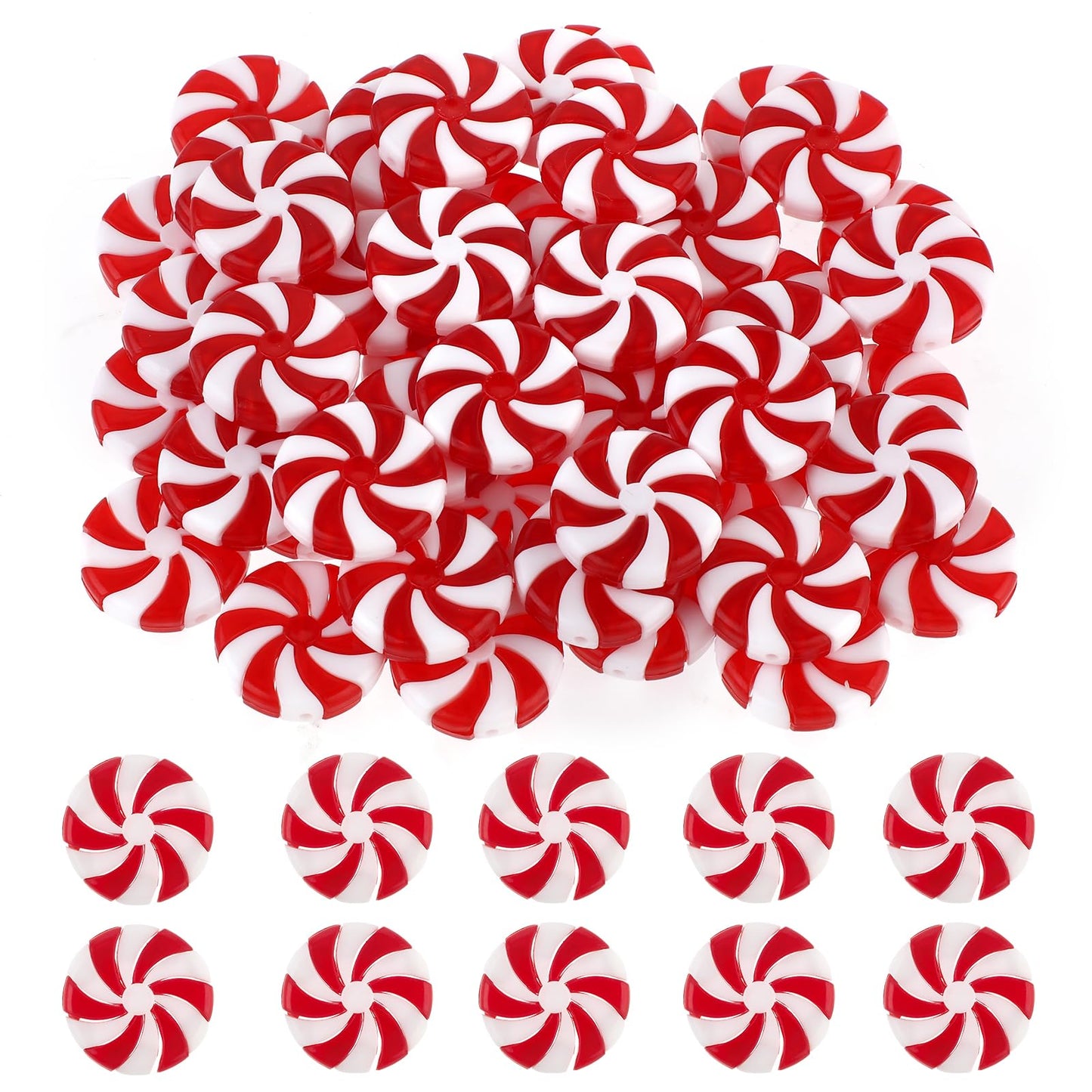 Lusofie 100Pcs Hanging Peppermint Christmas Decorations Peppermint Candy Christmas Decorations Fake Candy Ornaments for Christmas Tree Home Christmas Party Decoration(Red& White)