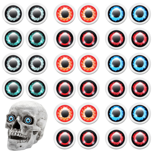 DIVINA VITAE 32Pcs Halloween Plastic Eyeballs Half Round Scary Horror Eyeball Crafts Hollow Eyeballs Realistic Eyeballs for Halloween Decorations Trick Or Treat Party Cosplay (23mm)