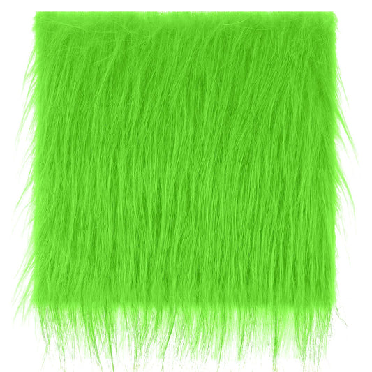 Faux Fur Fabric, 10 X 10 Inches Fluffy Plush Fabric Fur Trim Pre-Cut Craft for Crafts, Gnomes, Costume, Fursuit, Doll, Christmas Decoration (Green)