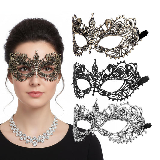 HaiFafafaing 3 Pcs Masquerade Mask for Women, Flower Venetian Masquerade Masks, Elegant Lace Mask for Party Prom Ball Costume Mardi Gras Party Supply