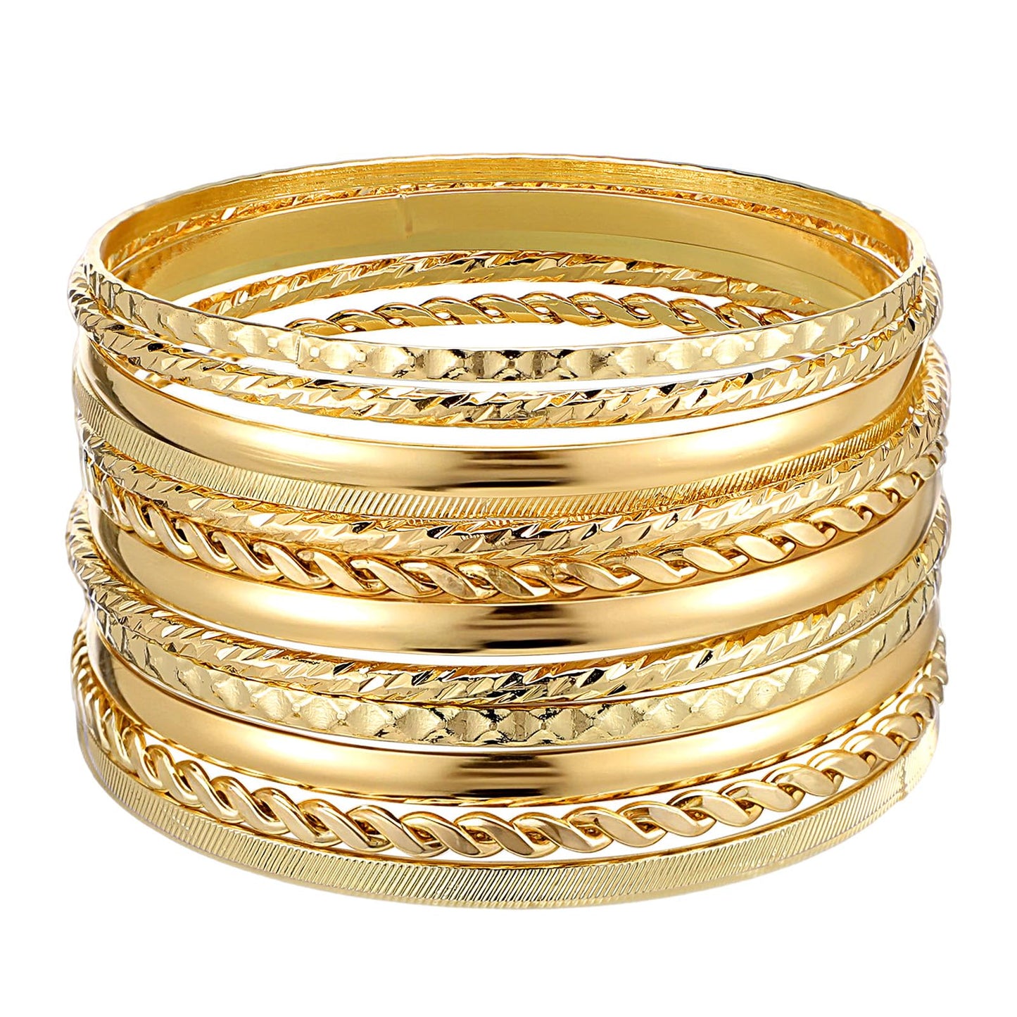 Yolev 12Pcs Gold Bangle Bracelets Set for Women Boho Multi Layer Stack Bangles Bracelets for Women Bracelet Stack Chunky Indian Multi Bangle Bracelet Set Punk Bracelets Jewelry for Women Gift (gold)