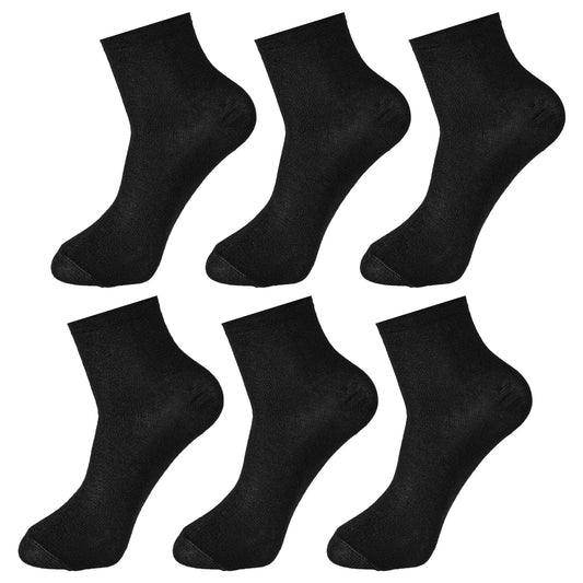 6 Pairs Womens Black Socks Size 4-7 Comfort Toe Seamed Black Ankle Socks Womens Black Crew Socks Black Womens Socks Black Ladies Socks for any Outfit Ladies Socks for Work Home Sports Running Socks