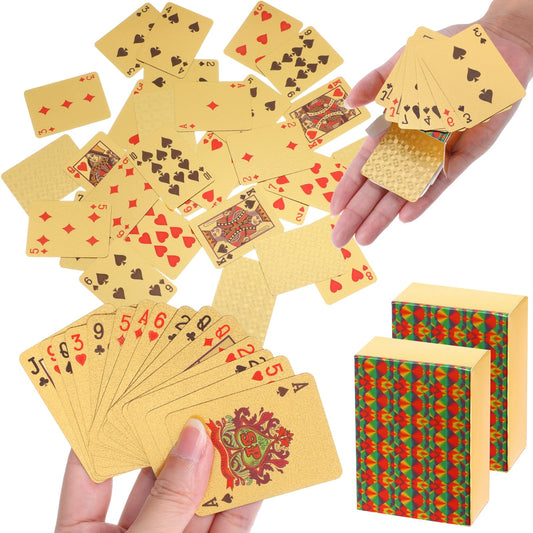 HaiFafafaing Mini Playing Cards 2 Decks Waterproof Gold Mini Deck of Cards 2.09in Miniature Poker Card Portable Card Games for Adults Party Favor Novelty Party Gift Christmas Halloween