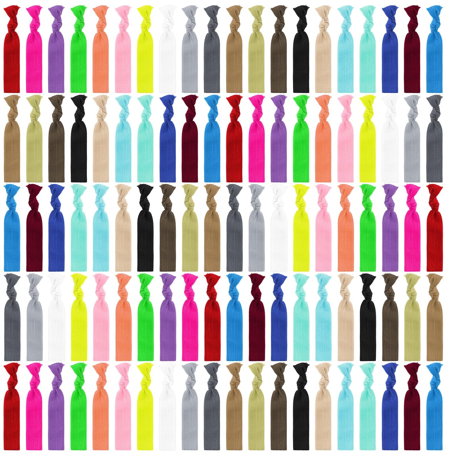 100Pcs No Crease Flat Hair Ties Knotted Ponytail Holders No Break Hair Bands Elastic Ribbon Hair Ties for Women Girls(Multi-colored)