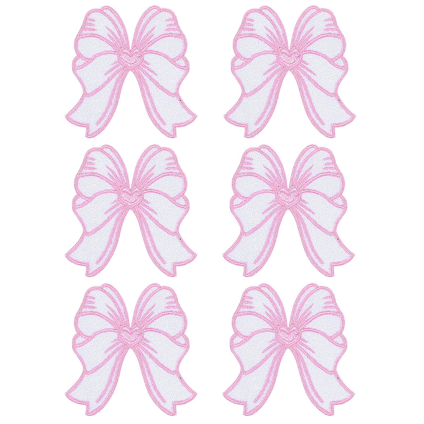 6Pcs Bow Patches,Bow Chenille Patches Iron On,Pink Bow Patches for Clothes Embroidery Sewing for Backpack Jeans DIY Hats