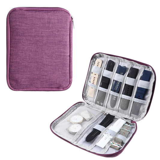 HaiFafafaing Watch Band Storage Case - Watch Band Organizer - Waterproof Watchband Holder For Smartwatch Bands, Cables, Earphones, And Accessories(Purple)