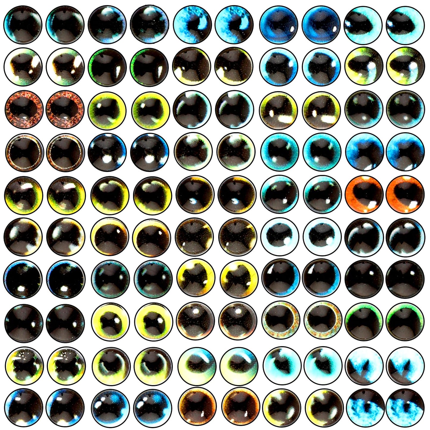 100 Pcs 6MM Glass Eyes for Crafts Realistic, Glass Cabochons Dragon Eyes, Half Round Fake Eyes for Clay Doll Making Sculptures Props Craft DIY Findings Jewelry Making