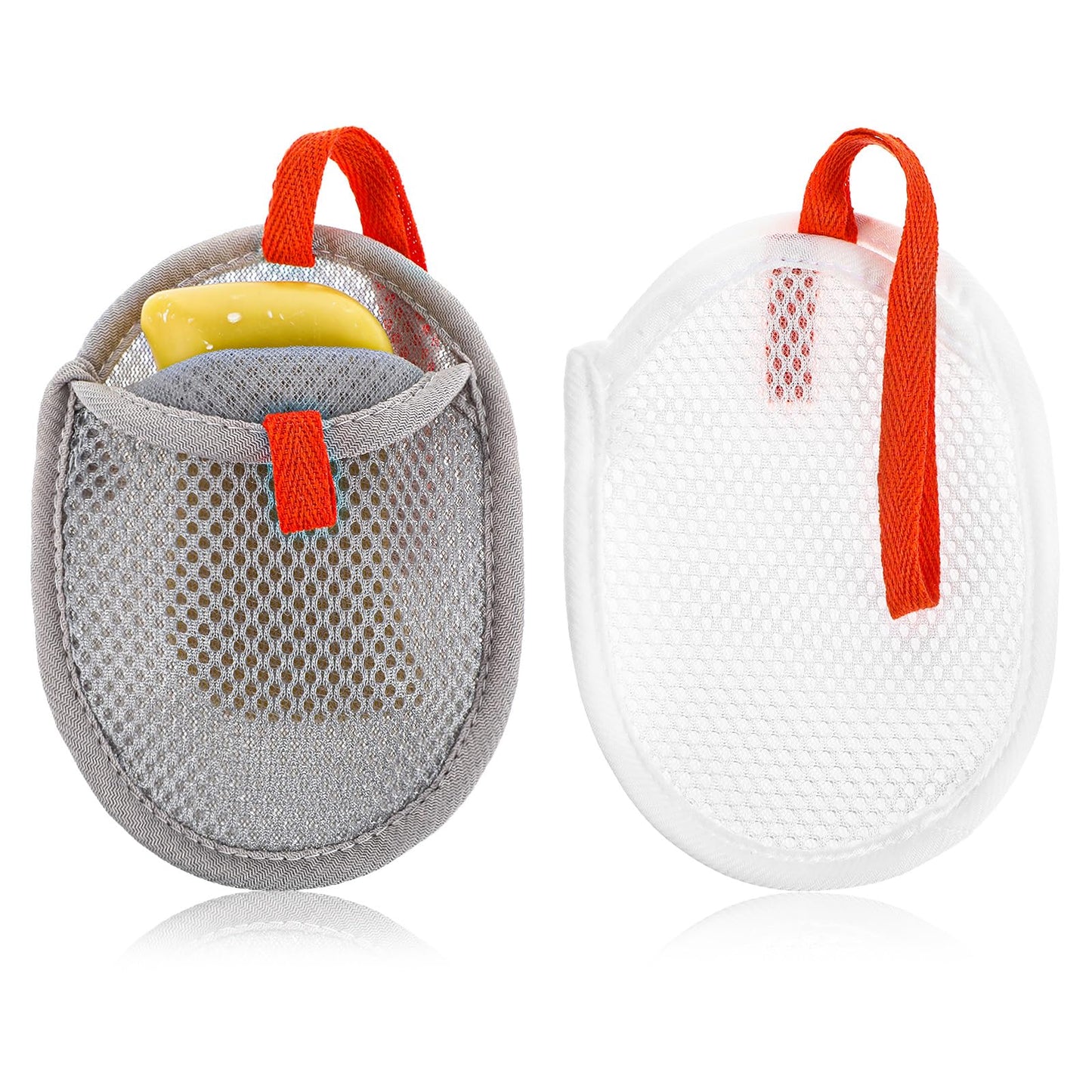 2 Pcs Sandwich Soap Bag, Soap Saver Pouch with Double Layer Mesh Design for Gentle Exfoliation, Rich Foaming, and Quick Drying