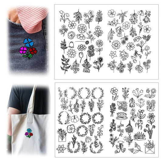 102 Pcs Stick and Stitch Embroidery Paper Water Soluble Embroidery Patterns Flower Embroidery Transfer Patterns Wash Away Embroidery Transfer Paper for Embroidery Hand Sewing Love