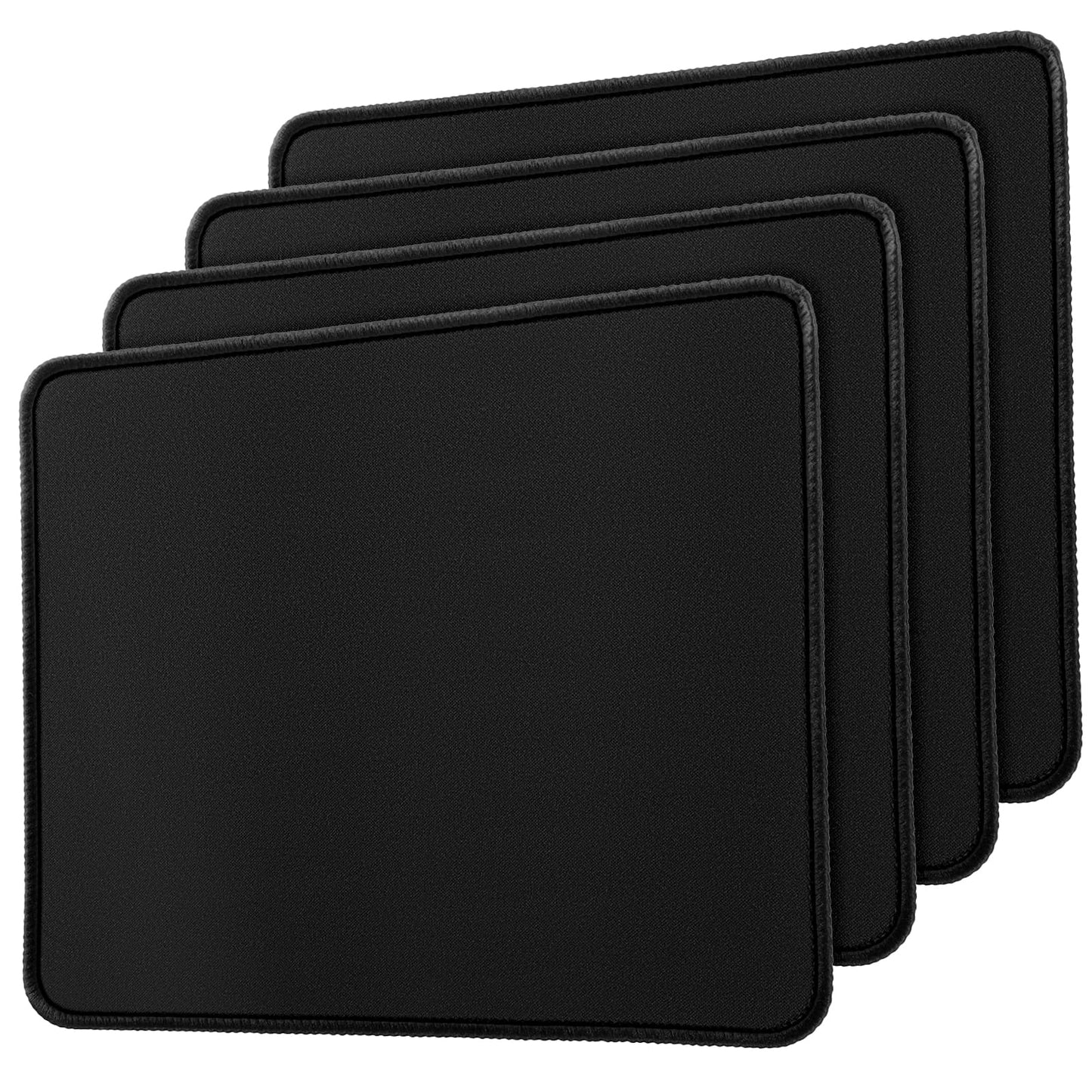 Lusofie 4Pcs Mouse Pad With Stitched Edges Non-Slip Rubber Base Mousepad Waterproof Texture Gaming Mouse Pad Desk Mouse Pad For Laptops Computers Pc Offices And Homes 9.8 X 8.3 Inches(Black)