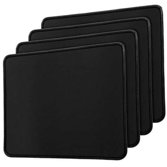 Lusofie 4Pcs Mouse Pad With Stitched Edges Non-Slip Rubber Base Mousepad Waterproof Texture Gaming Mouse Pad Desk Mouse Pad For Laptops Computers Pc Offices And Homes 9.8 X 8.3 Inches(Black)