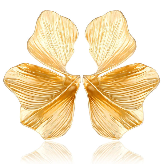 Gold Statement Earrings Chunky Flower Drop Earrings for Women