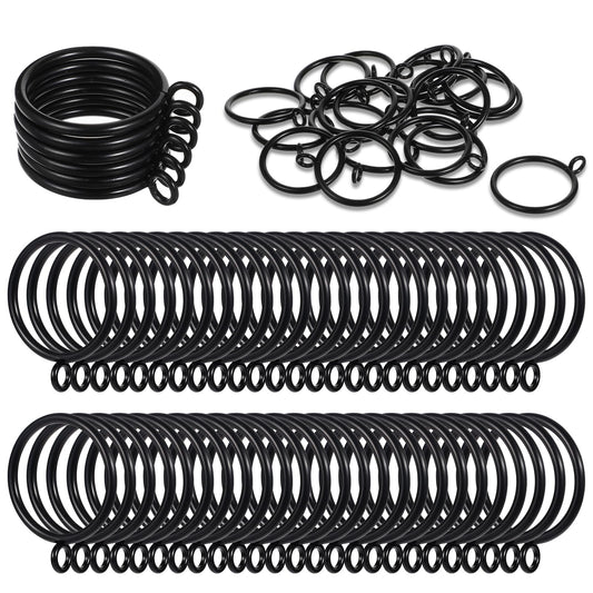 100Pcs Metal Curtain Rings with Eyelet 1.49inch Curtain Hanging Rings for Drapes Black Drapery Rings for Shower Curtain Rods