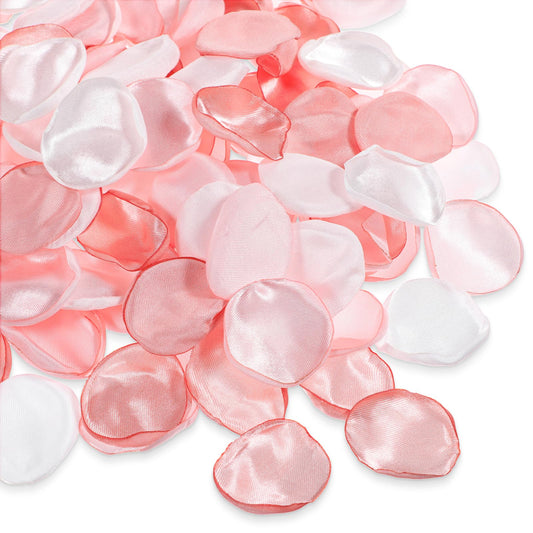 Lusofie 300PCS Silk Rose Petals Artificial Pink White Flower Petals Scatter Petals for Wedding Fake Petals for Proposal Aisle Romantic Night Decorations