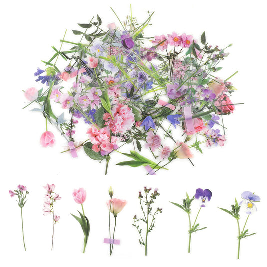 80PCS Natural Flowers Stickers for Scrapbooking Vintage Floral Stickers Watercolor Natural Plants Decals Waterproof Decorative Self-Adhesive for Journal Laptops DIY Crafts Album Planner Art Crafts