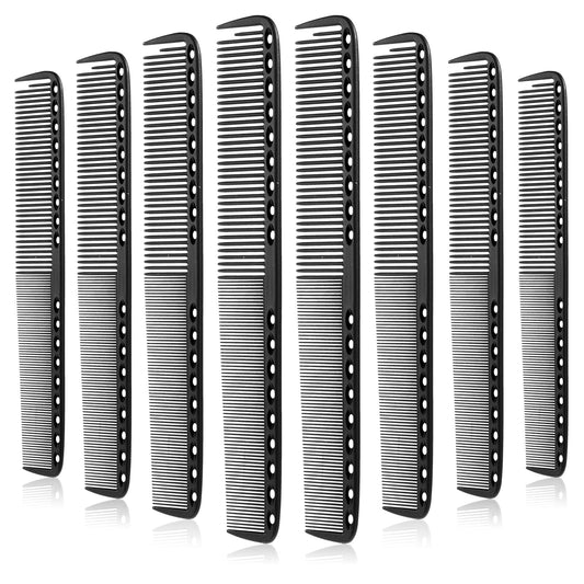 Lusofie 8 Pcs Carbon Barber Comb With Medium and Fine Teeth, Heat Resistant Comb Barber Accessories For Hairdressing Salon and Home Men Women