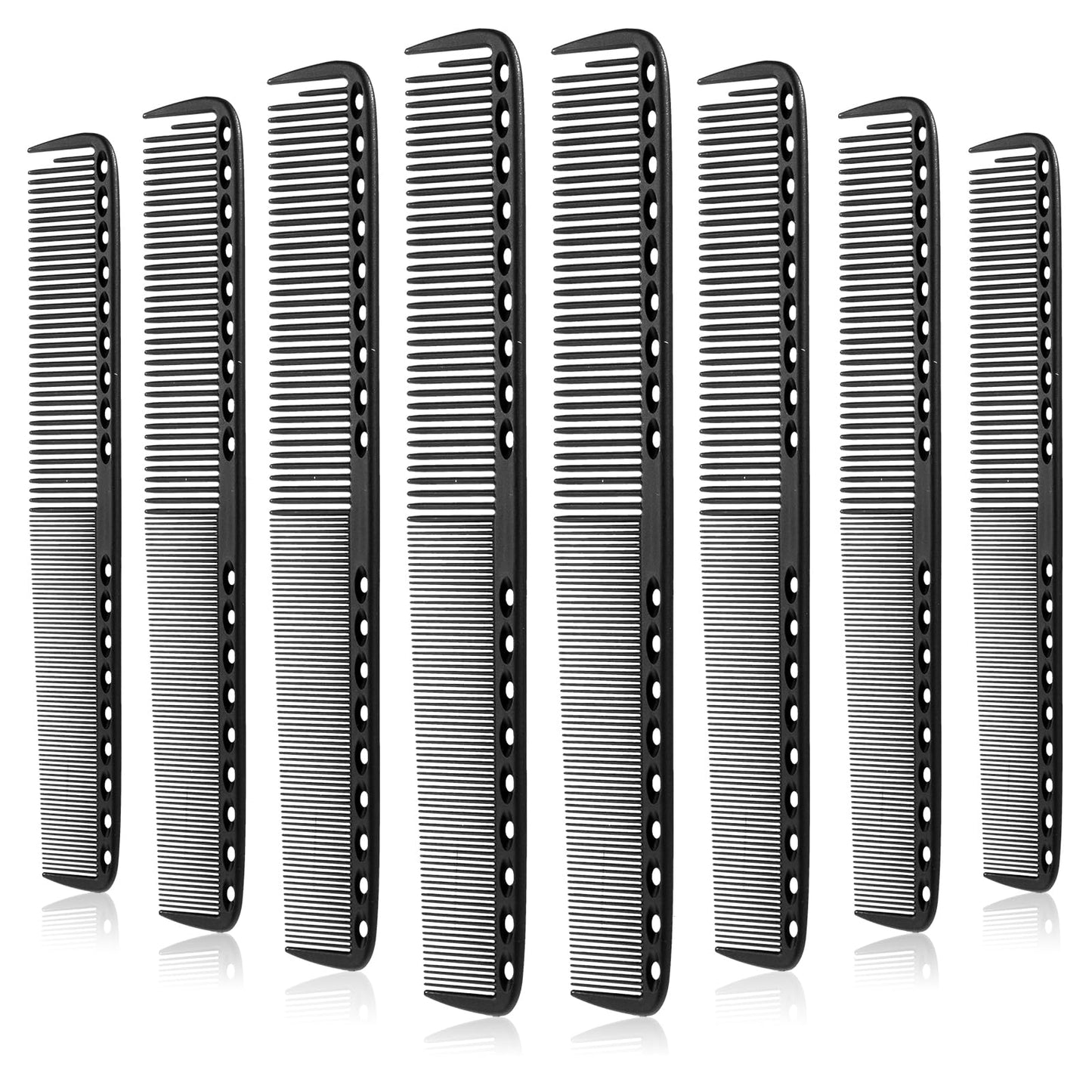 Lusofie 8 Pcs Carbon Barber Comb With Medium and Fine Teeth, Heat Resistant Comb Barber Accessories For Hairdressing Salon and Home Men Women