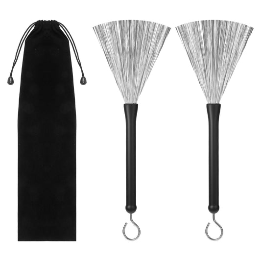 Retractable Drum Brushes, Stainless Steel Wire Brushes With Rubber Handles For Cajon Jazz Acoustic Rock Percussion Instruments