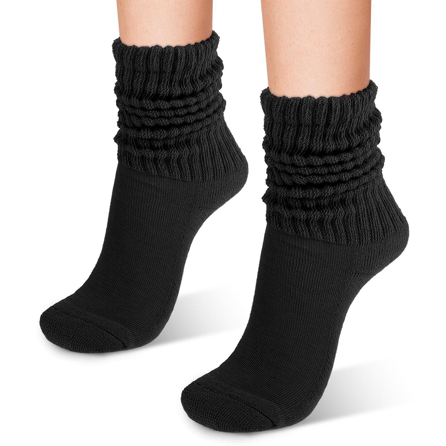 Womens Black Crew Socks Black Scrunch Socks Cotton Retro Casual Scrunched Tube Sock Ribbed Cozy Slouchy Socks