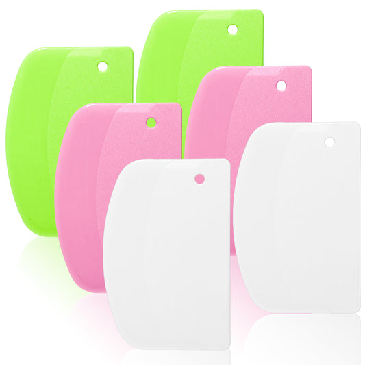 6Pcs Plastic Bread Scraper Hard Bench Scraper 5.3x3.54'' Flexible Dough Scraper Cutter Tools for Homemade Baking(Green, Pink, White)