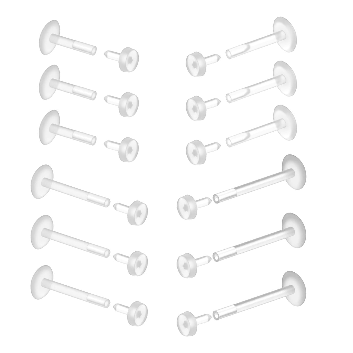 Yolev 12pcs Clear Flat Back Earrings Studs 16g Acrylic Piercing Retainers