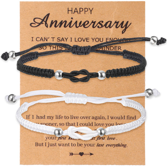 Josojoou Matching Bracelets for Couples, Pinky Promise Knot Couples Bracelets, Long Distance Relationship Bracelet Present I Love You Gifts for Birthday Christmas Anniversary
