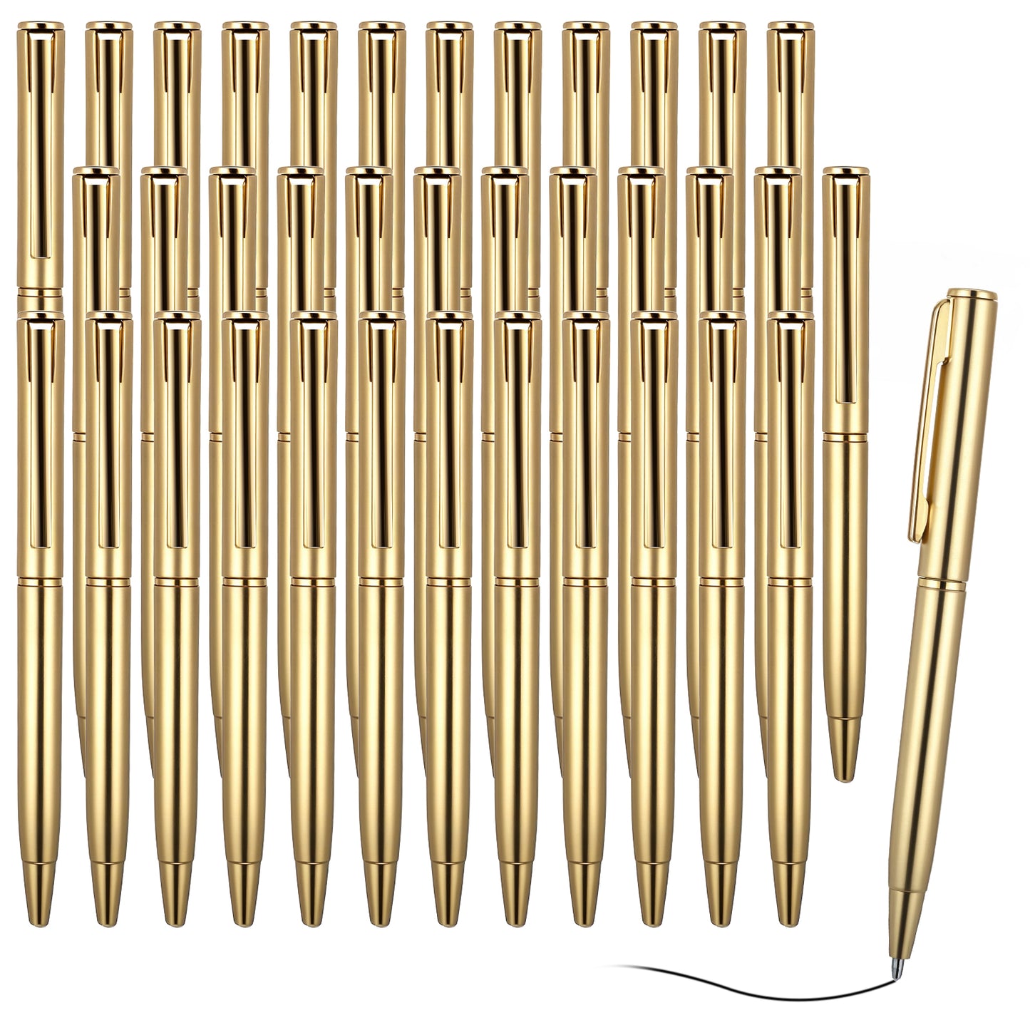 Tucnoeu 36pcs Metal Ballpoint Pens,Retractable Slim Ballpoint Pens,Black Ink Biro Pen,Mini Pens Bulk for Hotel Bank Counter School Office Supplies