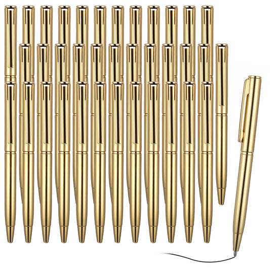 Tucnoeu 36pcs Metal Ballpoint Pens,Retractable Slim Ballpoint Pens,Black Ink Biro Pen,Mini Pens Bulk for Hotel Bank Counter School Office Supplies