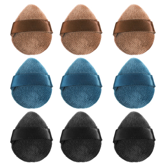 9PCS Mini Powder Puff, Reusable Small Triangle Powder Puff, Portable Drop-Shaped Finger Puffs for Blush, Highlight, Shadow, Loose Powders, Setting Makeup, Creating a Natural Delicate Makeup Look