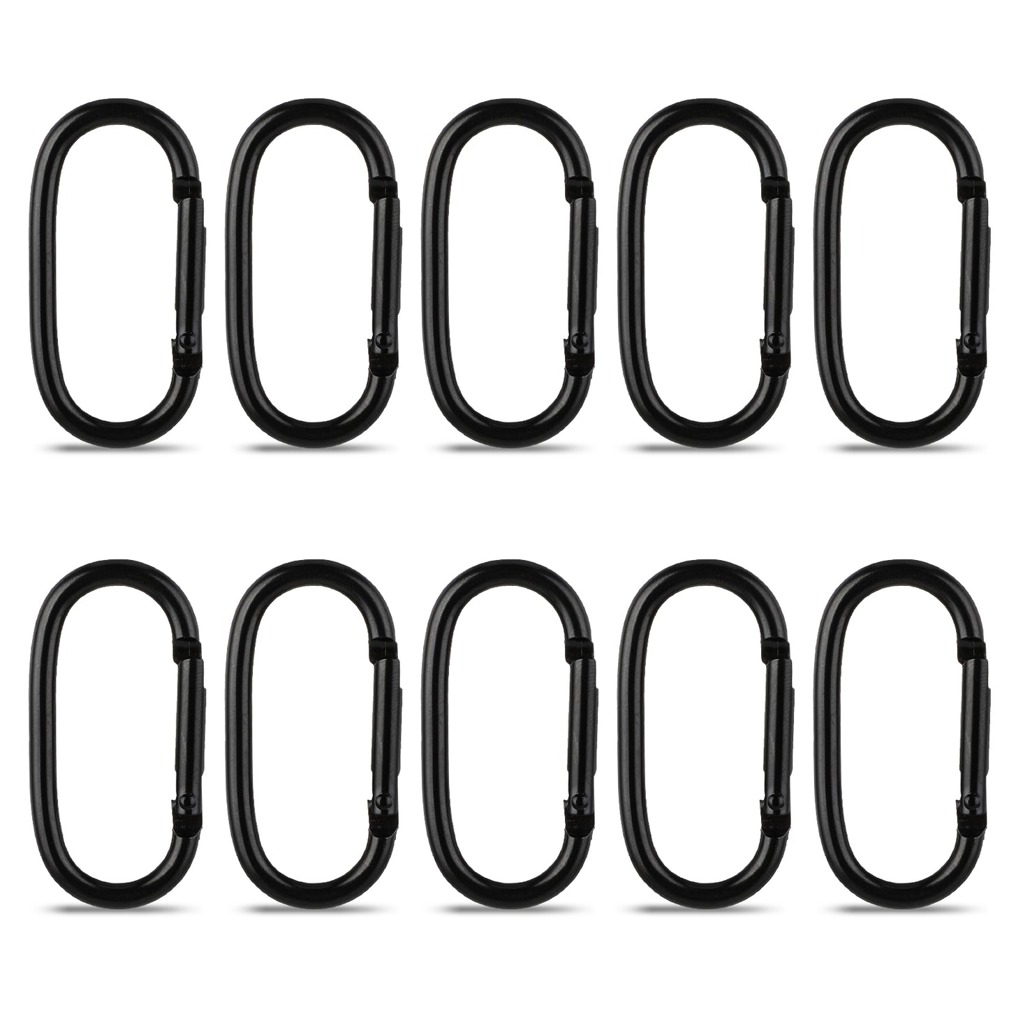 10 Pcs Carabiner Clip Spring Key Ring Clips Oval Carabiner Keychain Snap Bag Hook for Outdoor Camping Hiking Fishing Securing Pet Home Hammock DIY Supplies (Black)