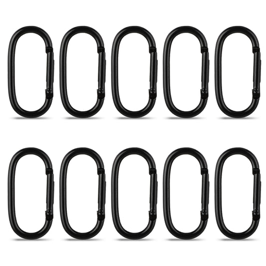 10 Pcs Carabiner Clip Spring Key Ring Clips Oval Carabiner Keychain Snap Bag Hook for Outdoor Camping Hiking Fishing Securing Pet Home Hammock DIY Supplies (Black)