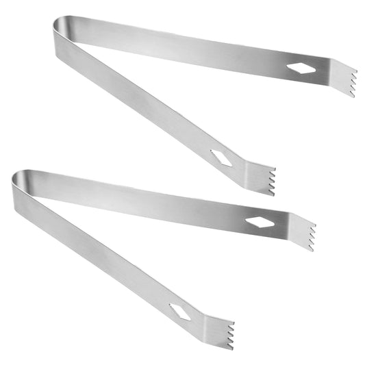 Hekoujiub 3 Pcs Small Serving Tongs 6.3" Stainless Steel Tong, Silver Serrated Food Tongs for Picking Up Cheese, Salad, Sugar, Ice Cubes