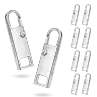 8PCS Zip Pull, 4 Colors Replacement Zipper Pull Repair Kit Universal Zipper Fixer Repair Accs for Luggage Clothing Suitcase Purses Zipper(Silver)
