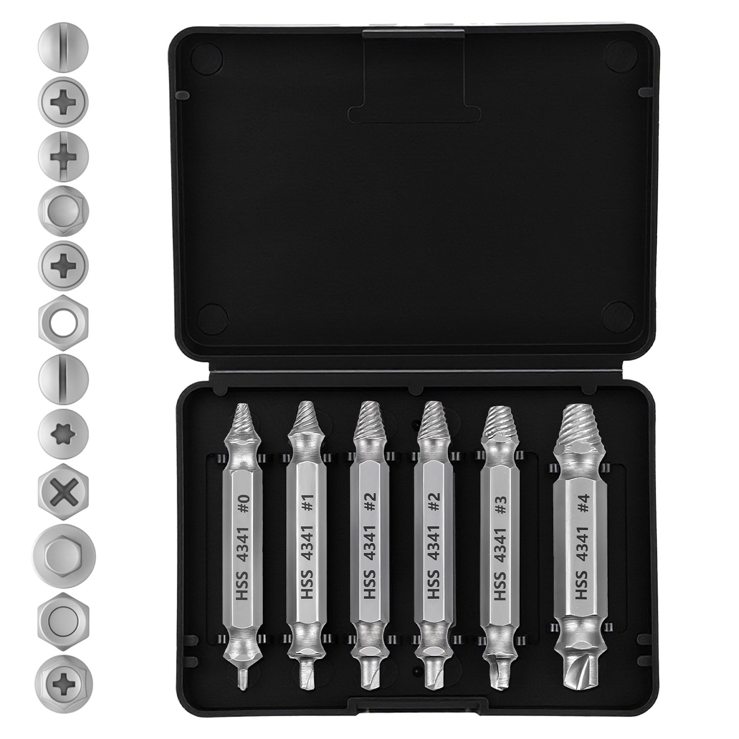 6 Pcs Damaged Screw Extractor Set Hss Stripped Screw Remover Nuts & Bolts Drill Bit Tools Easy Removal Rusty Broken Bolt Extractor Kit Stocking Stuffers for Him Birthday Gift for Men