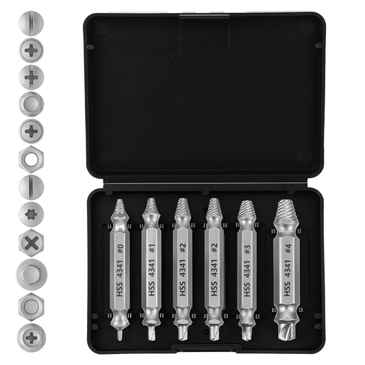 6 Pcs Damaged Screw Extractor Set Hss Stripped Screw Remover Nuts & Bolts Drill Bit Tools Easy Removal Rusty Broken Bolt Extractor Kit Stocking Stuffers for Him Birthday Gift for Men