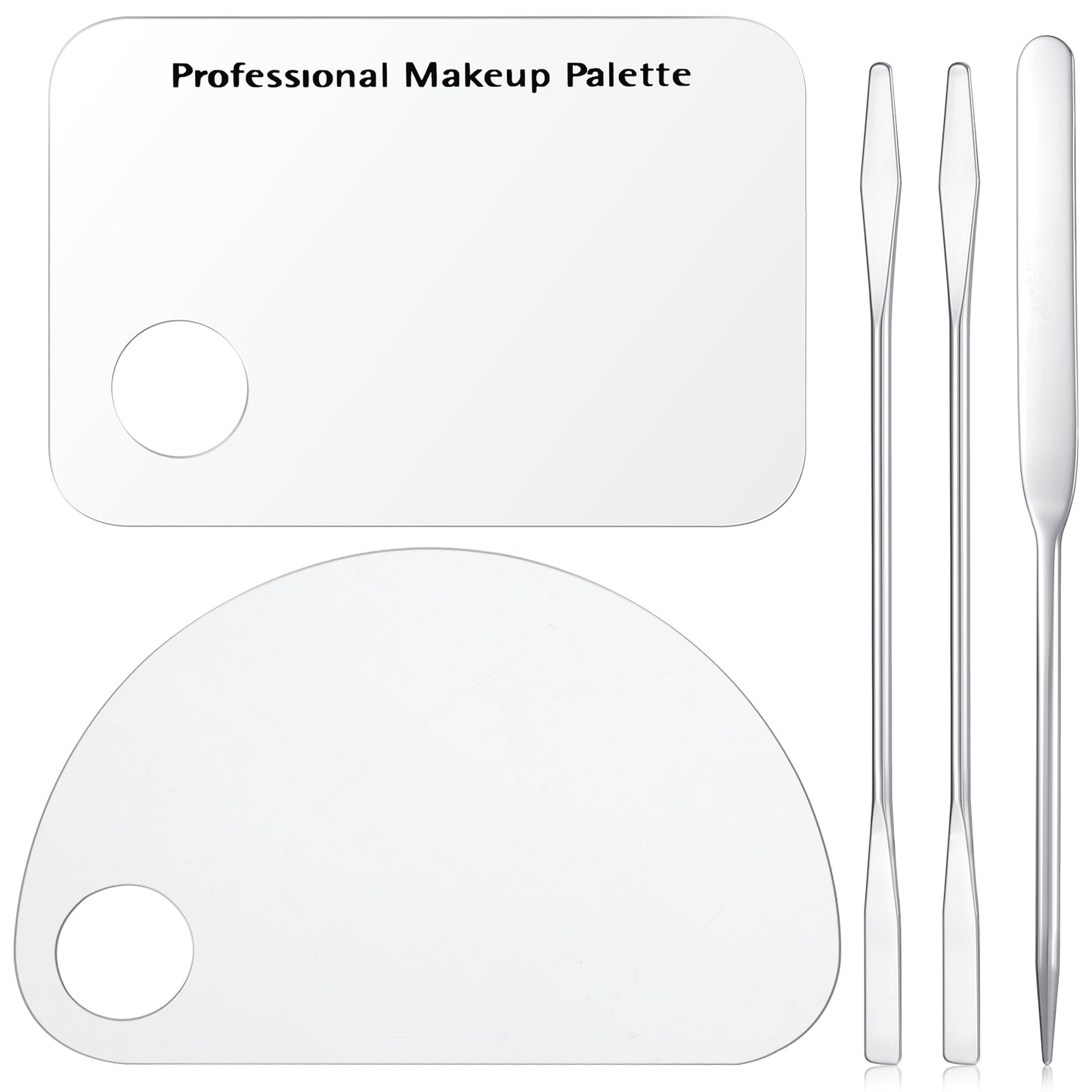 Acrylic Makeup Mixing Palette With Makeup Spatula 2 Size Clear Cosmetic Makeup Palette, Makeup Artist Must Haves Foundation Palette And Foundation Spatula