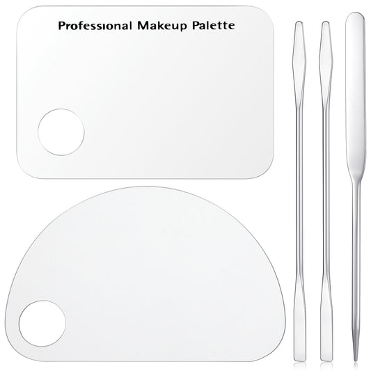 Acrylic Makeup Mixing Palette With Makeup Spatula 2 Size Clear Cosmetic Makeup Palette, Makeup Artist Must Haves Foundation Palette And Foundation Spatula