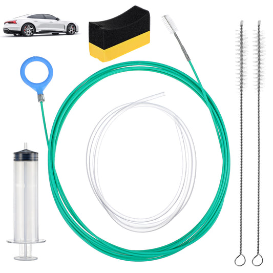 6pcs Sunroof Drain Cleaning Tool,120 Inch Extra Long Pipe Cleaners Drain Brush Pipe Cleanings With Straight Brush,Syringe Hose,Sponge Sun Roof Drains Cleaning Tool For Auto Car Sunroof Wiper
