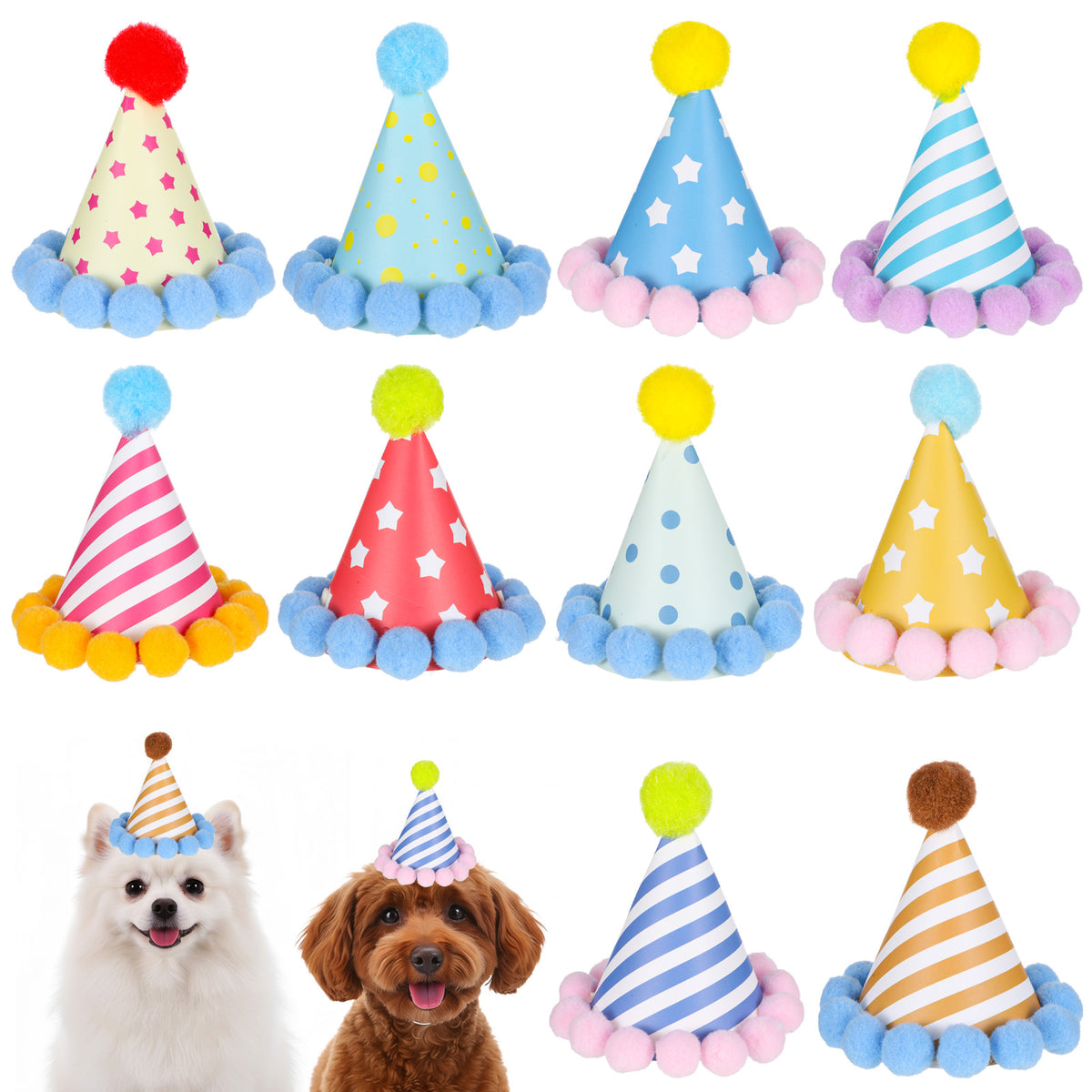 10pcs Colorful Mini Party Hats, Paper Cute Party Hats for Stuffed Animals