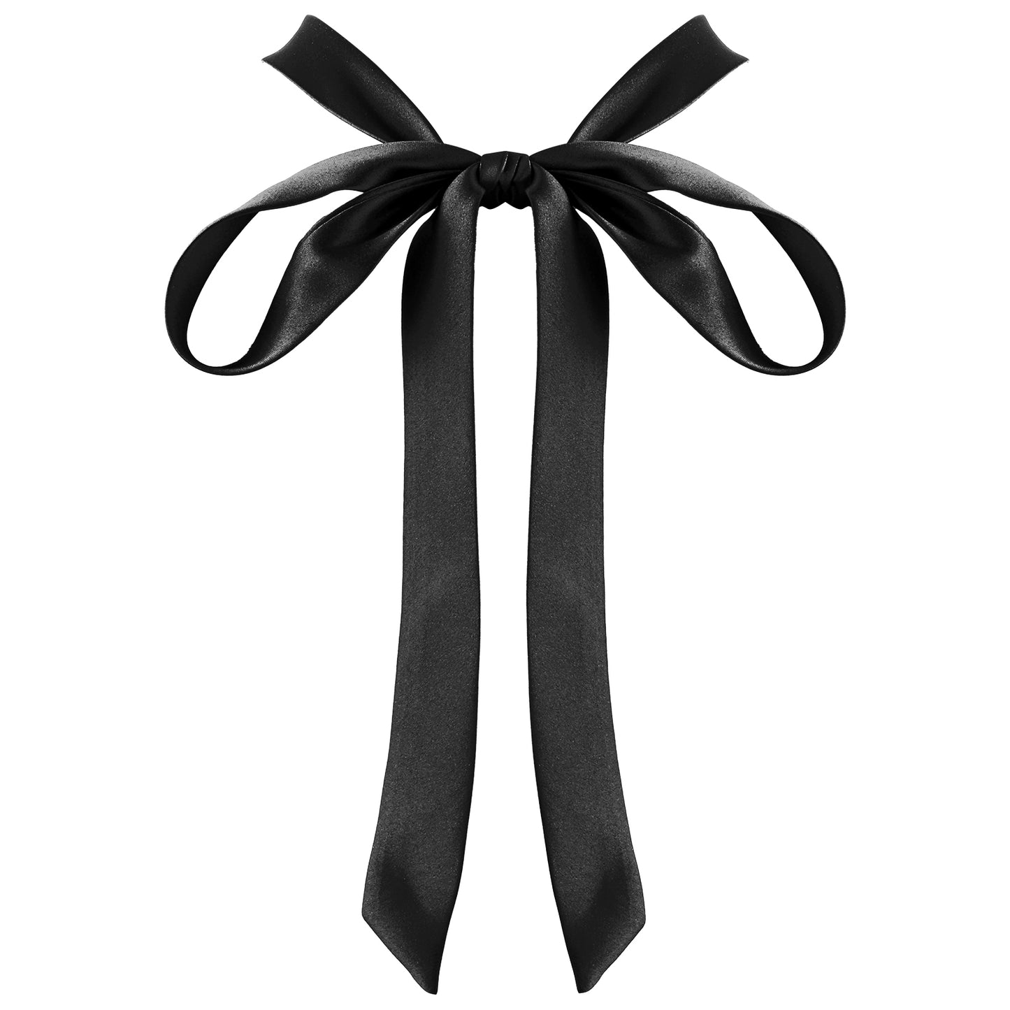 Bow Tie for Women Black Satin Ribbon Bow Ties Self-tie Bowtie for Uniform T-shirt Cosplay Accessory