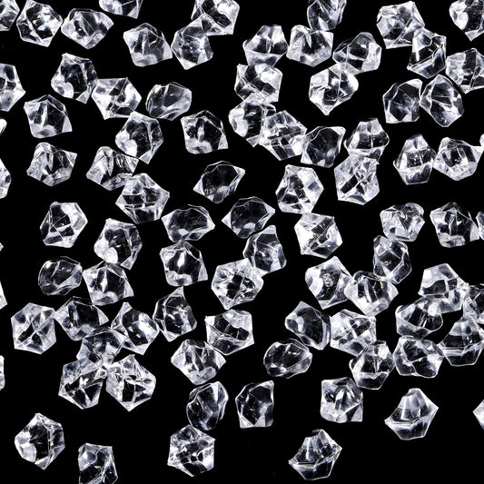 Josojoou 300Pcs Fake Ice Cubes Clear Acrylic Crushed Rocks Vase Fillers Plastic Diamonds for DIY Party Table Scatter Prop Wedding Decoration Accessories