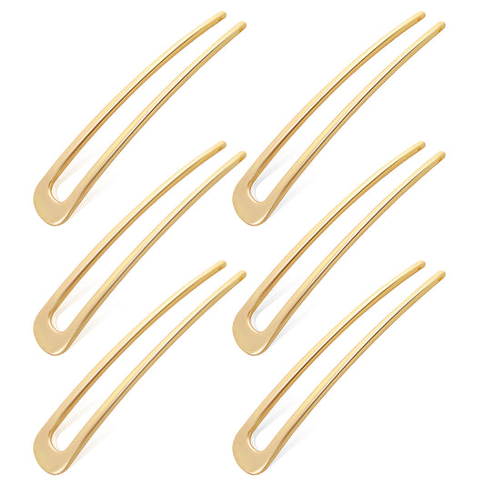 6 Pcs French Hair Pin U Shaped Hair Pins Metal Hairpin French Pin for Thick Hair Vintage French Twist Hair Pin For Buns Hair Fork Sticks for Buns French Pins for All Hair Styling Accessories(Gold)
