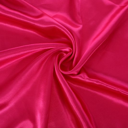 Satin Fabric by The Yard, 60 Inch Wide White Satin Fabric Shiny & Silky Lining Cloth Fabrics for Wedding Dress, Clothing Making, DIY Crafts, Table Cover, Sewing(Bright Pink)